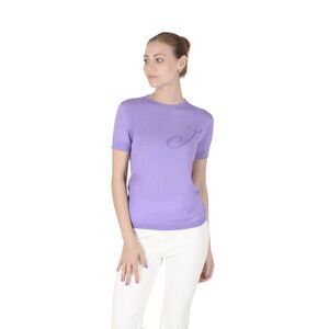 Crown of Edinburgh Cashmere Cashmere Short Sleeve Knit Top Women Lilac Sweaters